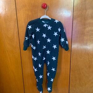 Primary 6-12 Month Fleece Green and White Starry Footies Pajama